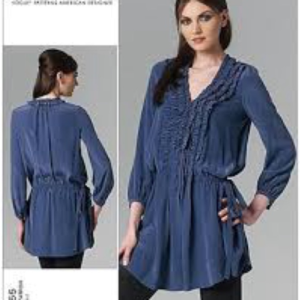 Rebecca Taylor silk ruffle tunic dress 100% Silk Sz 2